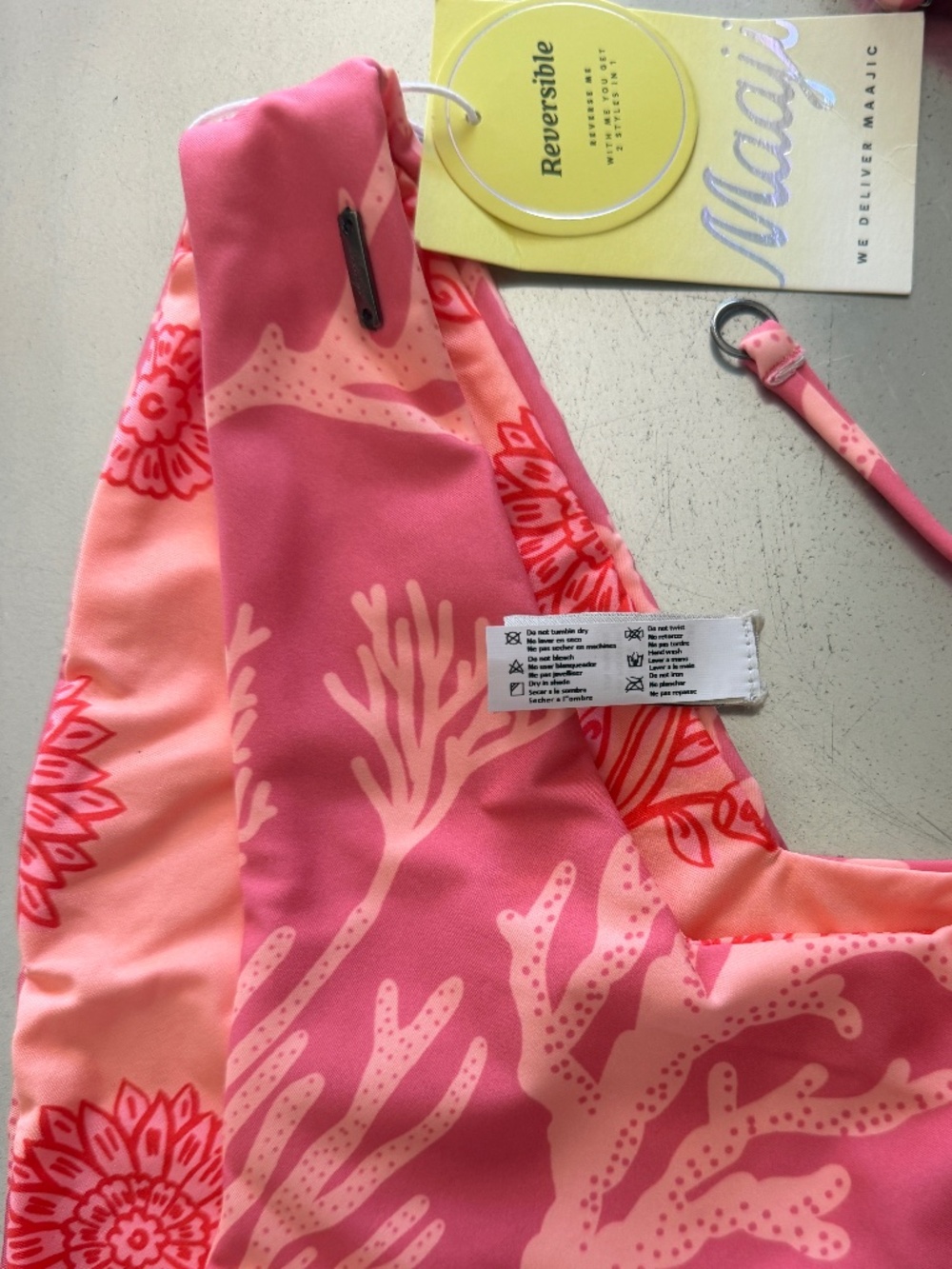 Maaji Coral Reef Rosebud Strapless Bandeau Bikini Top & Signature Bottoms set L - Picture 8 of 12